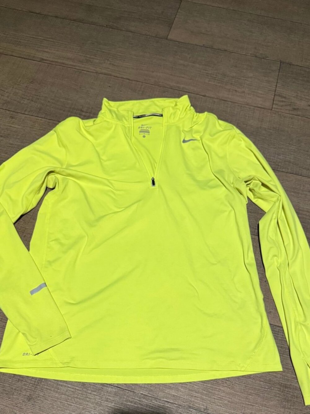 Nike Dri-FIT Running 1/4 Zip Pullover Women's L Neon